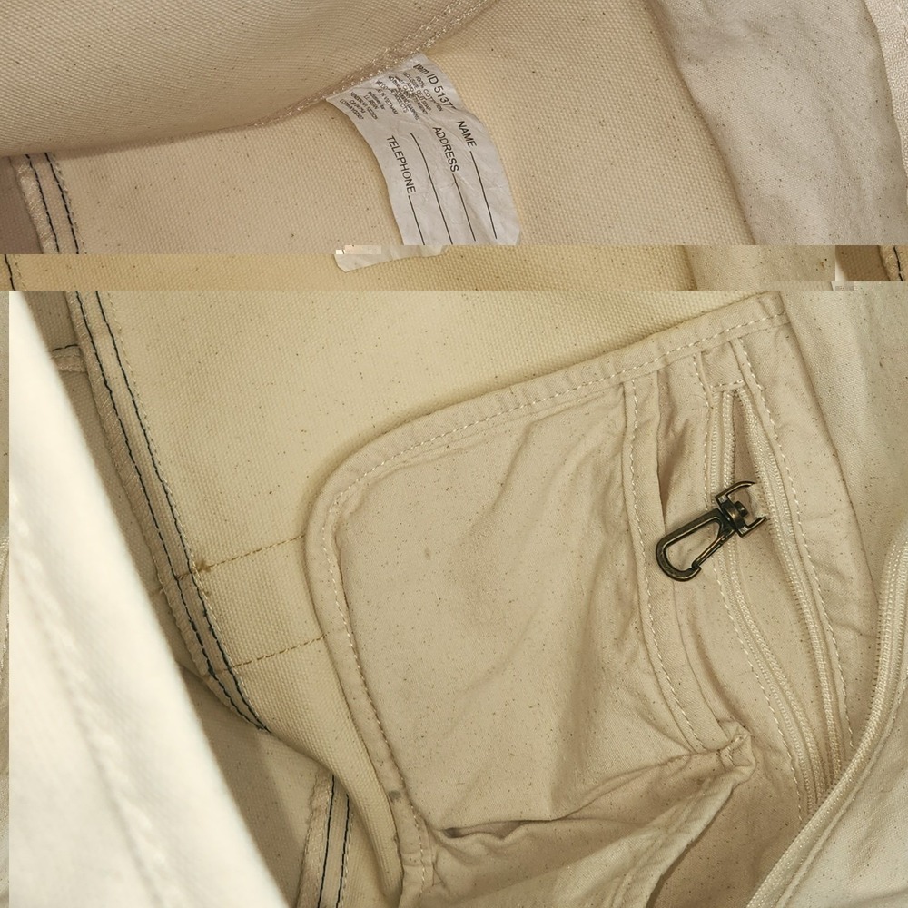 L L Bean Nor'easter Tote Navy/Creme Weather Resistant Boat Bag/Strap CLEAN BIG - Picture 11 of 14